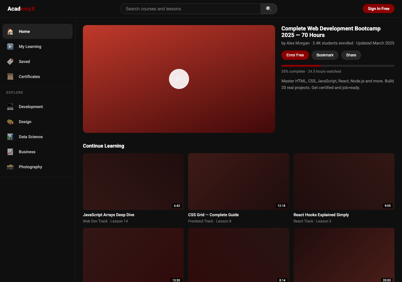 AcademyX — Free Education WordPress Theme Screenshot