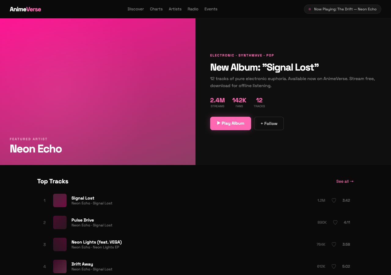 AnimeVerse — Free Entertainment WordPress Theme Screenshot