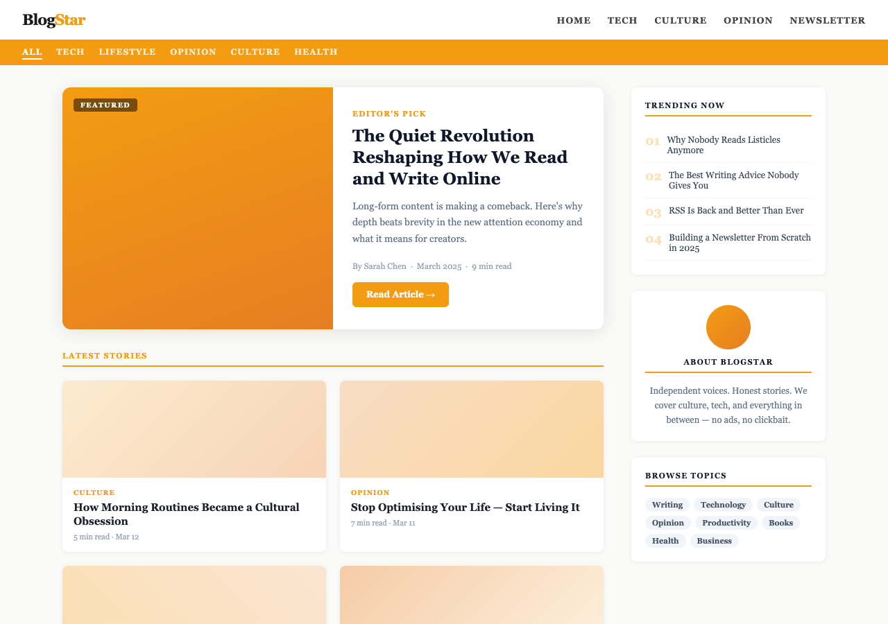 BlogStar — Free Blog WordPress Theme Screenshot