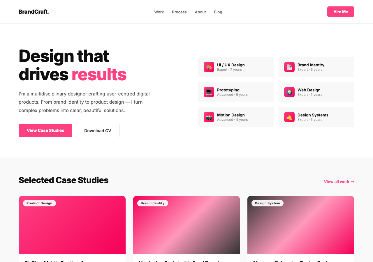 BrandCraft — Free Portfolio WordPress Theme Screenshot
