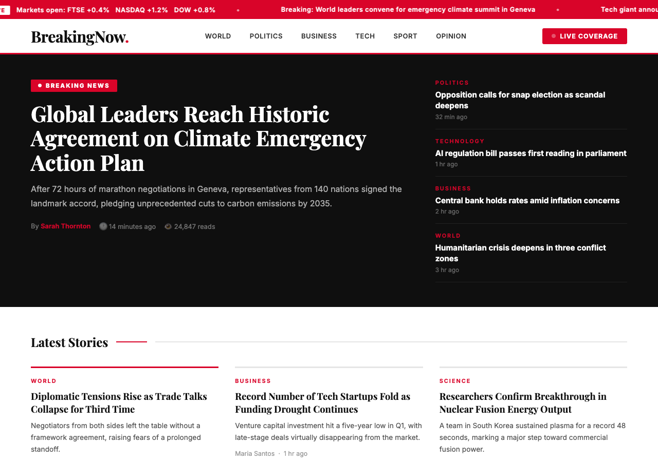 BreakingNow free WordPress theme screenshot