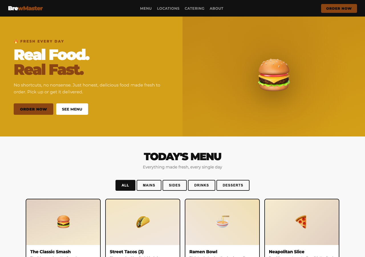 BrewMaster — Free Food & Drink WordPress Theme Screenshot