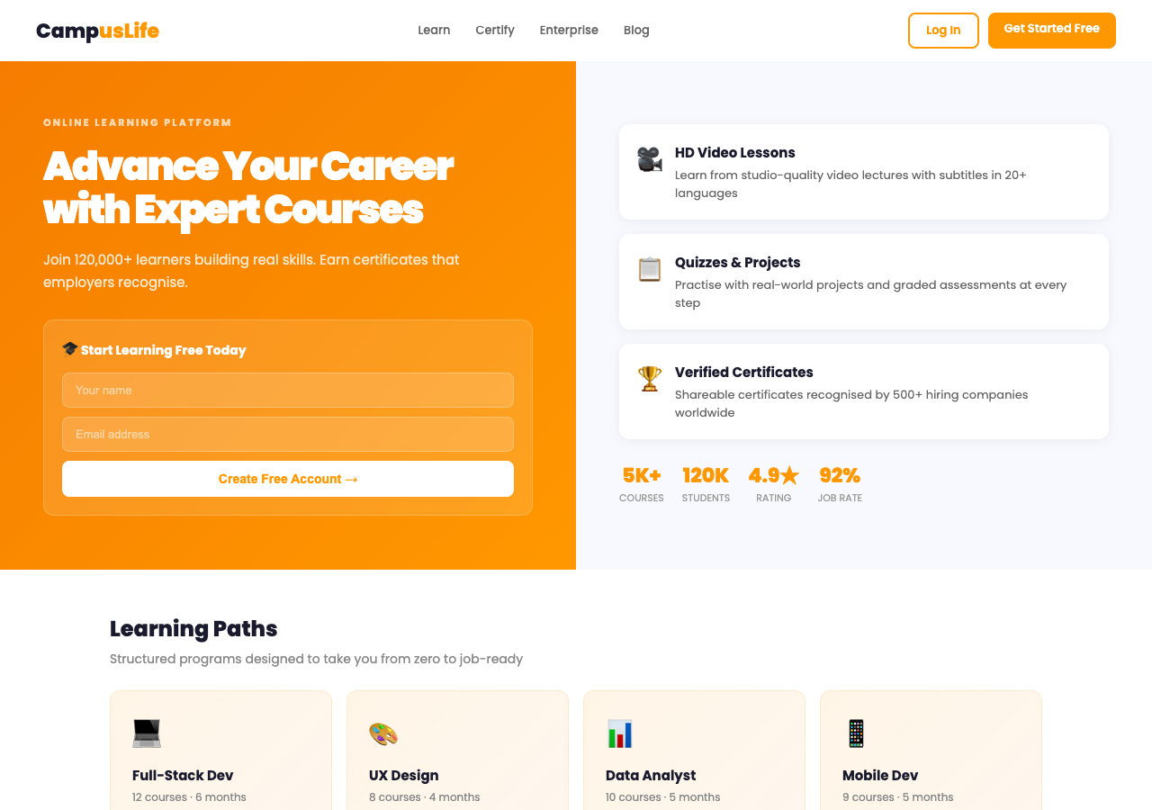CampusLife — Free Education WordPress Theme Screenshot