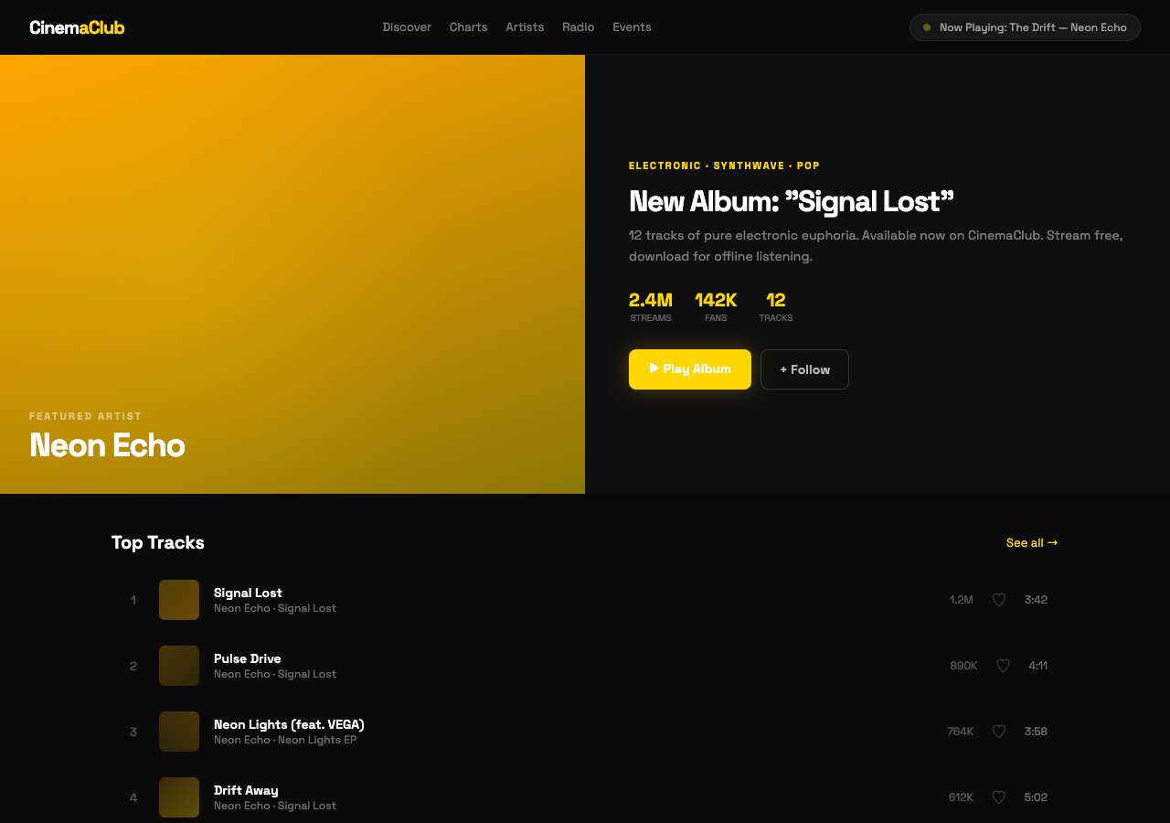 CinemaClub — Free Entertainment WordPress Theme Screenshot
