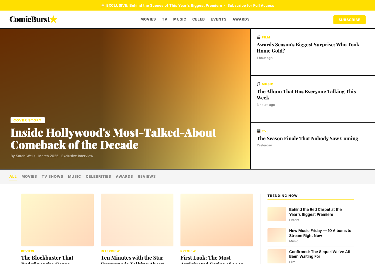 ComicBurst — Free Entertainment WordPress Theme Screenshot