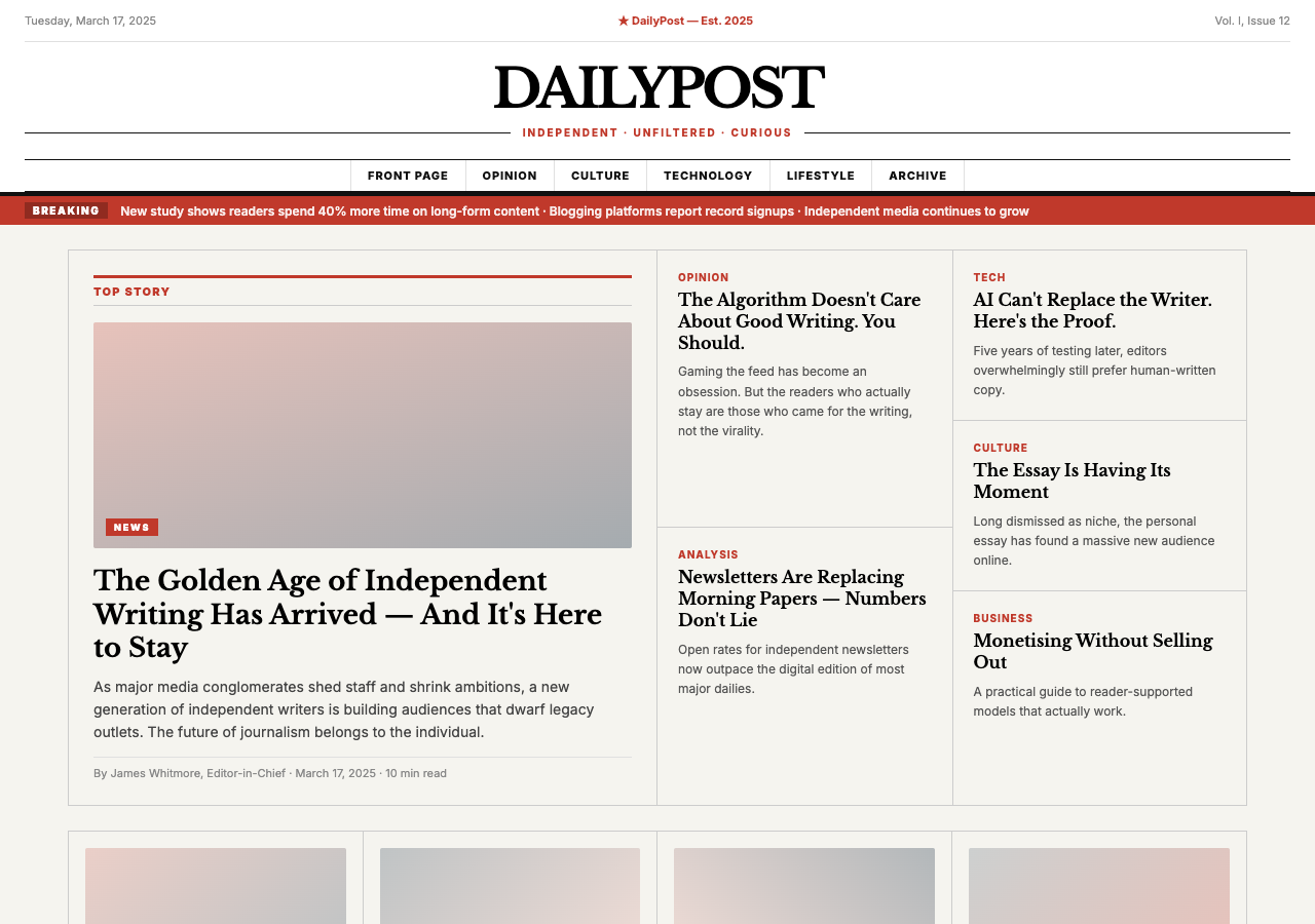 DailyPost — Free Blog WordPress Theme Screenshot