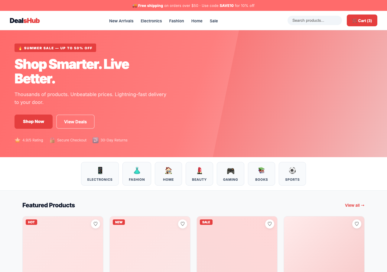 DealsHub — Free E-commerce WordPress Theme Screenshot