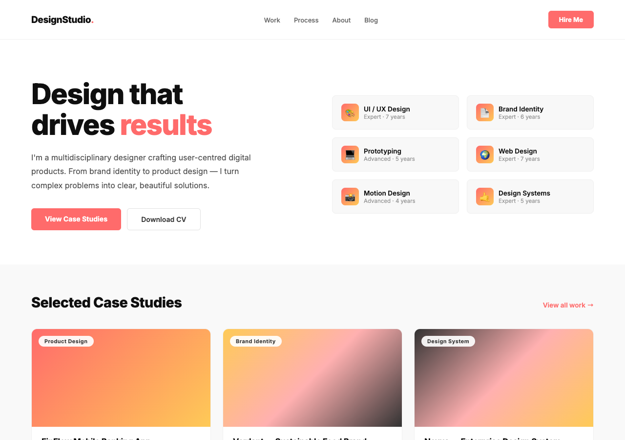 DesignStudio — Free Portfolio WordPress Theme Screenshot