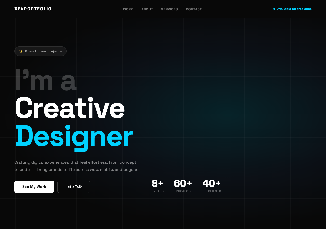 DevPortfolio — Free Portfolio WordPress Theme Screenshot