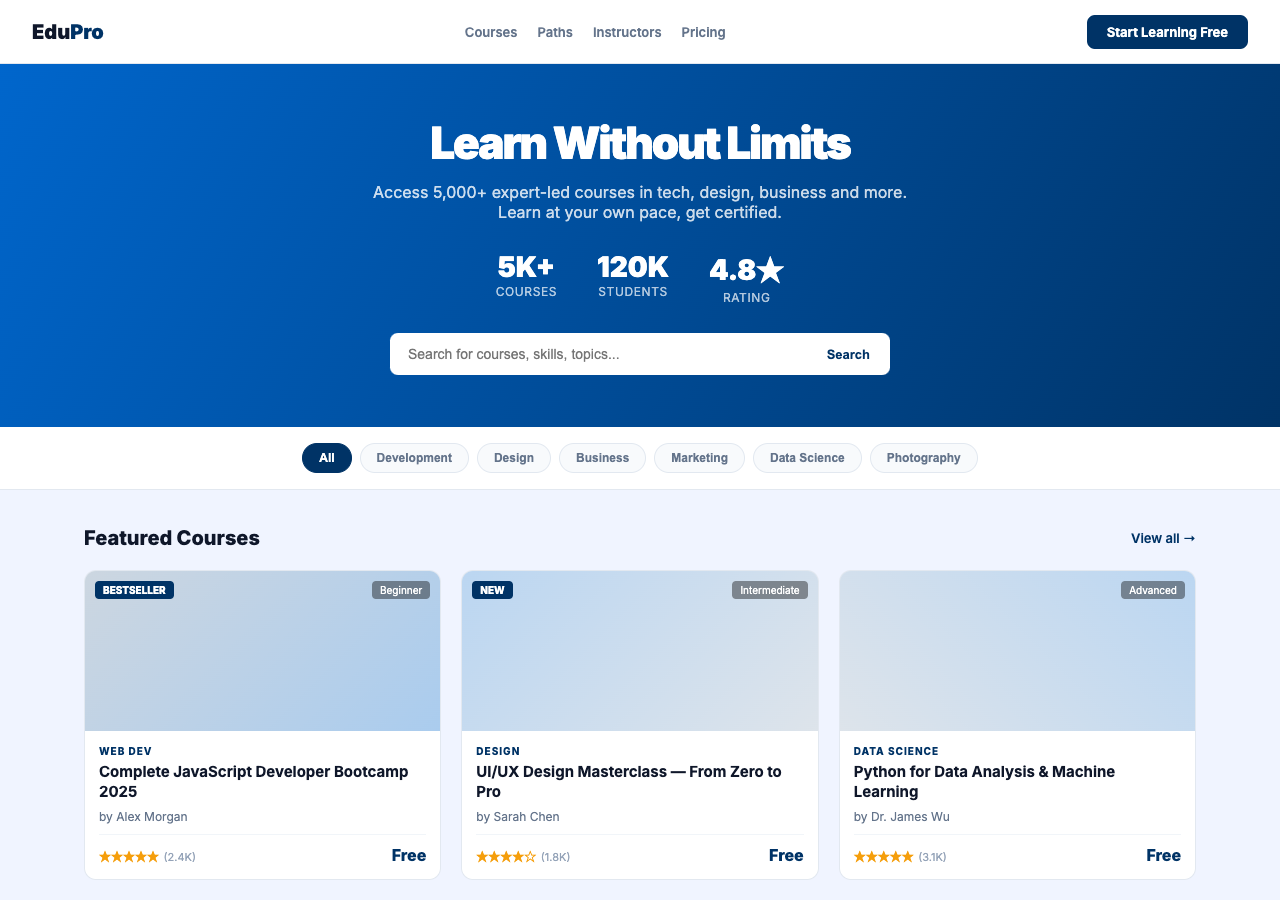 EduPro free WordPress theme screenshot