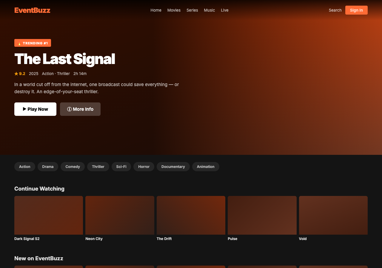 EventBuzz — Free Entertainment WordPress Theme Screenshot