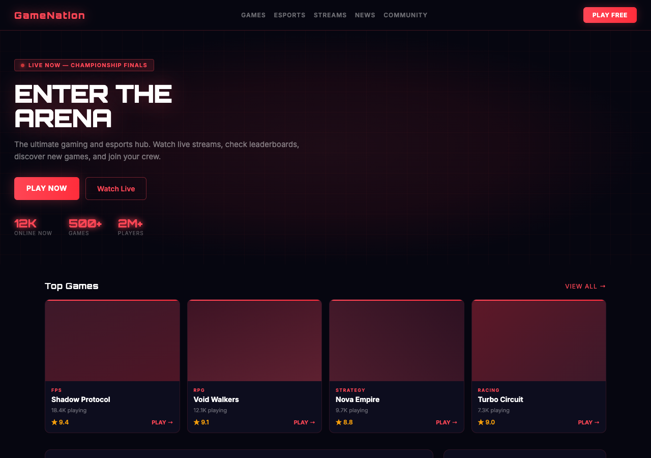 GameNation — Free Entertainment WordPress Theme Screenshot