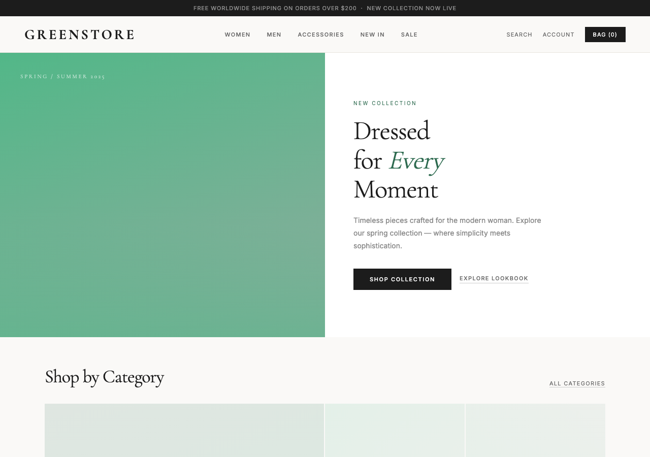 GreenStore — Free E-commerce WordPress Theme Screenshot