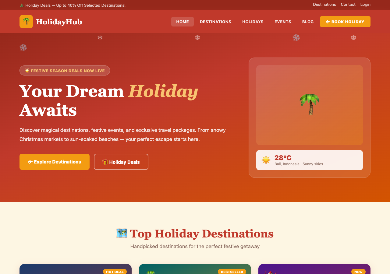 HolidayHub — Free Holiday WordPress Theme Screenshot