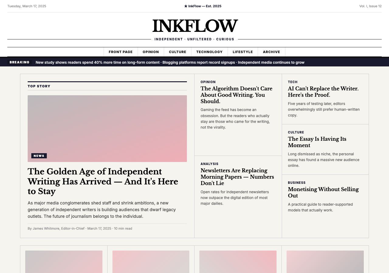 InkFlow — Free Blog WordPress Theme Screenshot