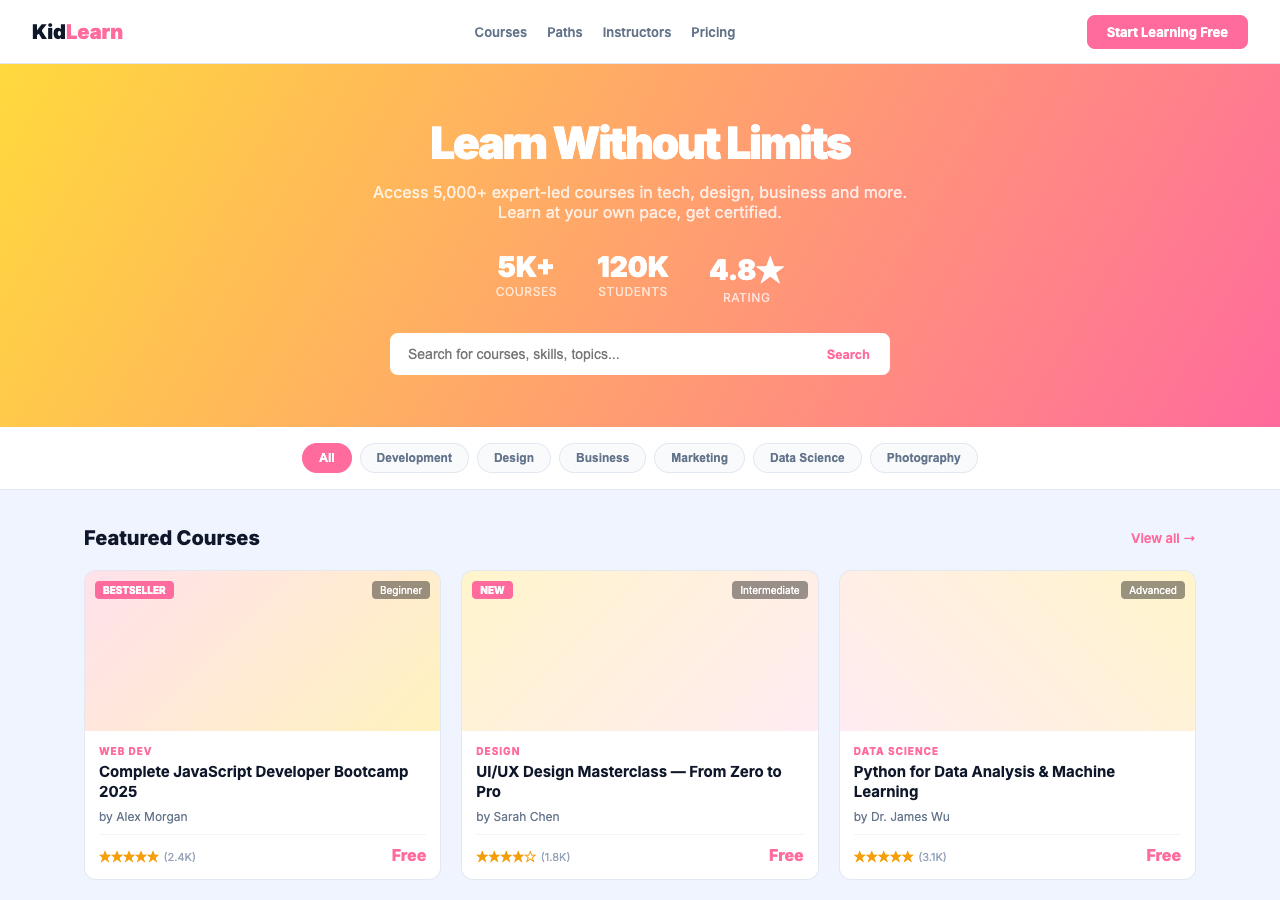 KidLearn — Free Education WordPress Theme Screenshot