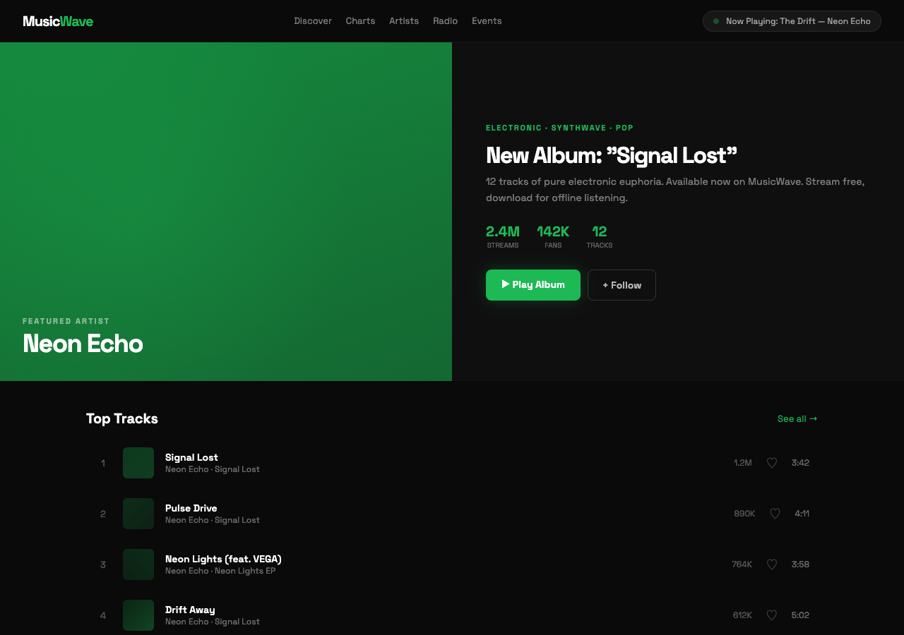 MusicWave — Free Entertainment WordPress Theme Screenshot