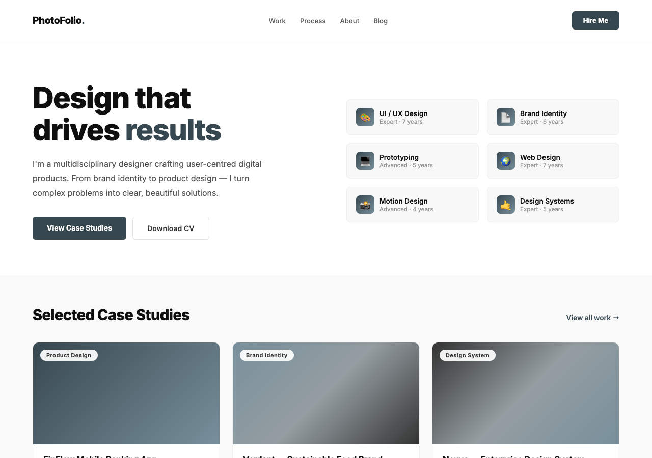 PhotoFolio — Free Portfolio WordPress Theme Screenshot