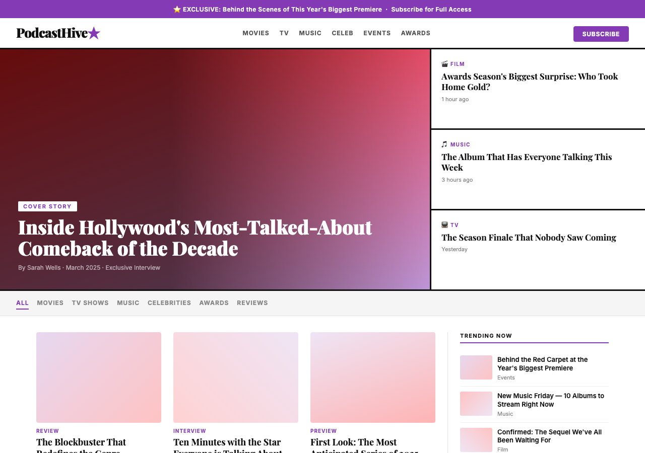 PodcastHive — Free Entertainment WordPress Theme Screenshot