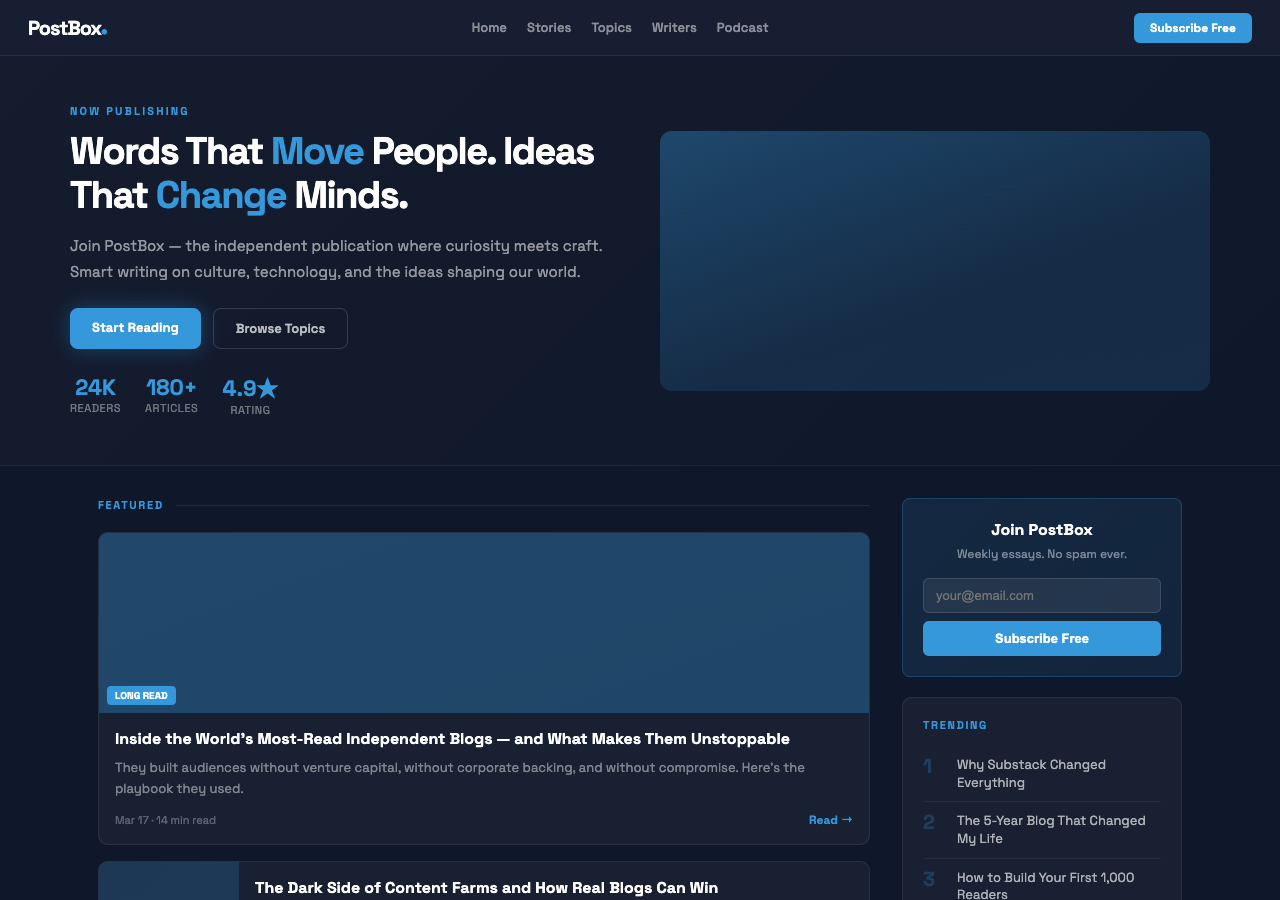 PostBox — Free Blog WordPress Theme Screenshot