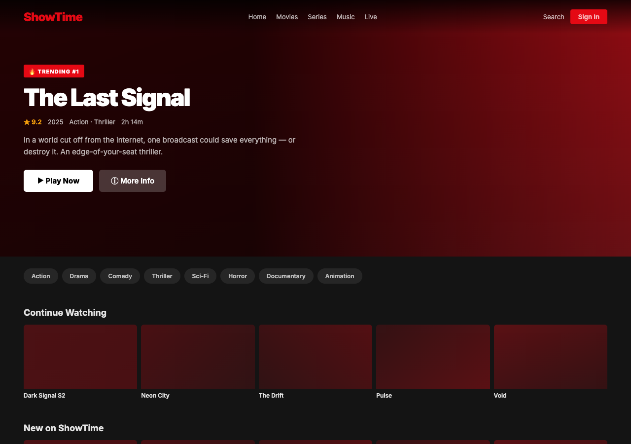 ShowTime — Free Entertainment WordPress Theme Screenshot