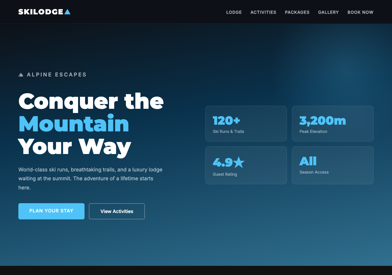 SkiLodge free WordPress theme screenshot