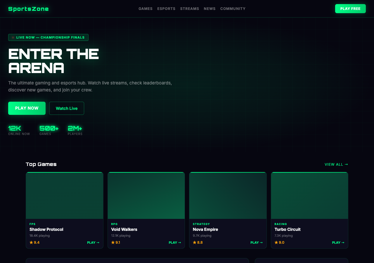 SportsZone — Free Entertainment WordPress Theme Screenshot