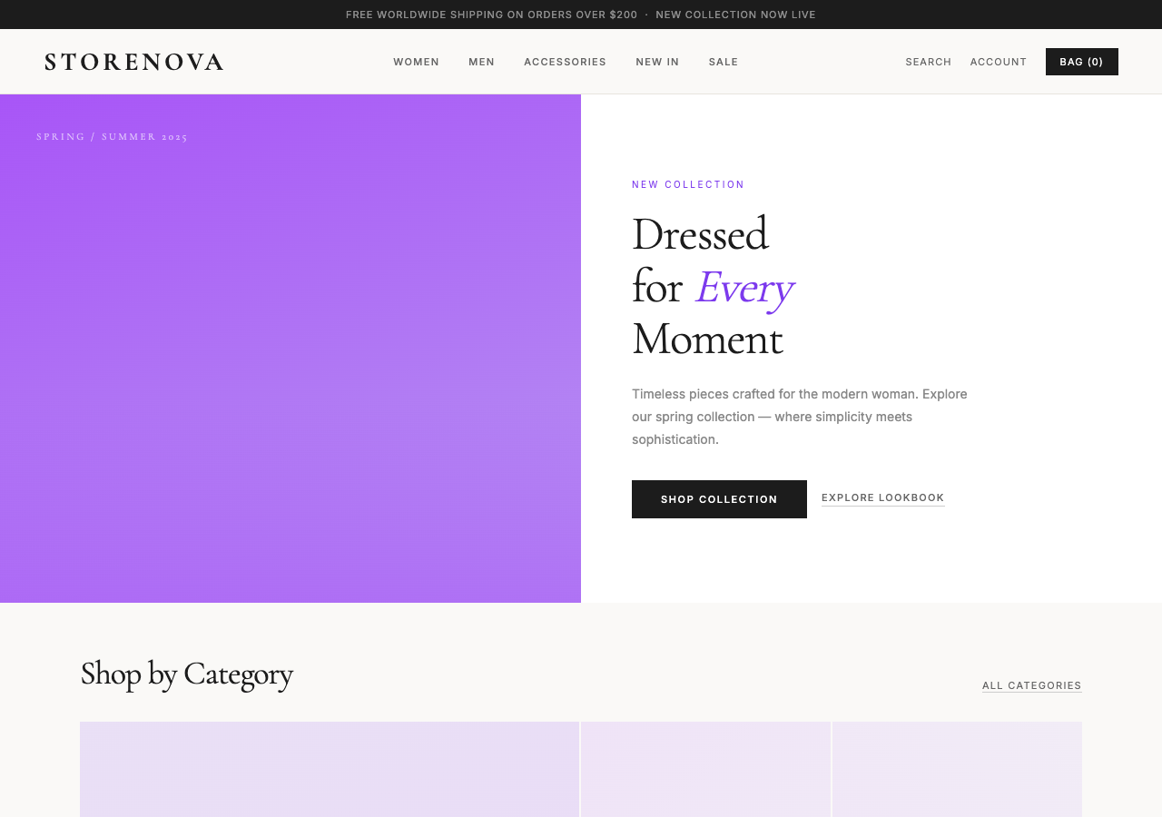StoreNova — Free E-commerce WordPress Theme Screenshot
