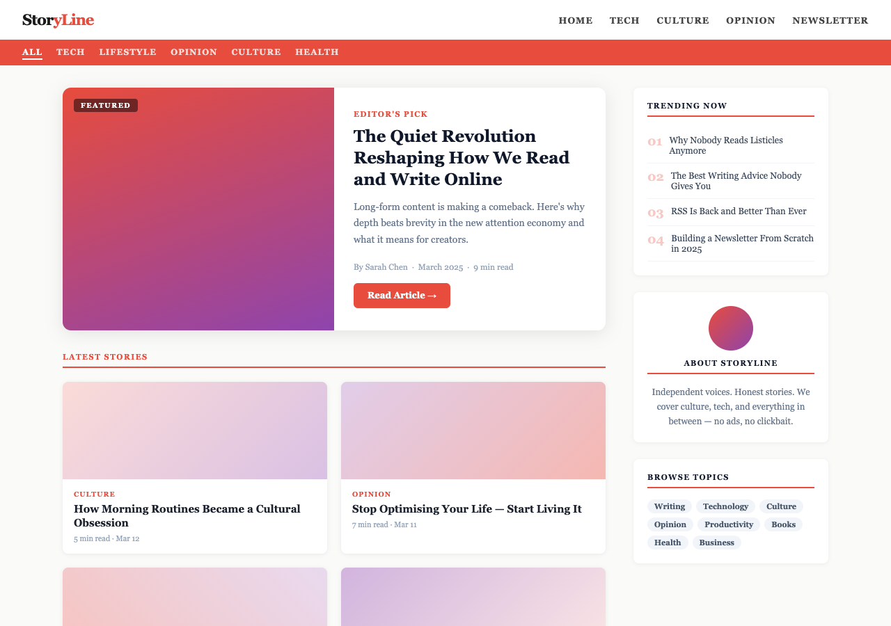 StoryLine — Free Blog WordPress Theme Screenshot