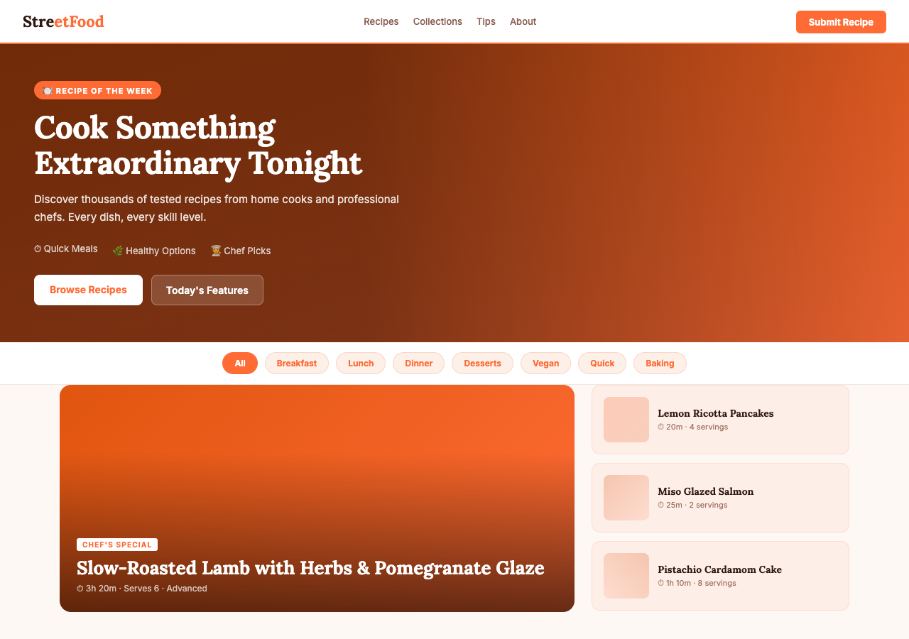 StreetFood — Free Food & Drink WordPress Theme Screenshot