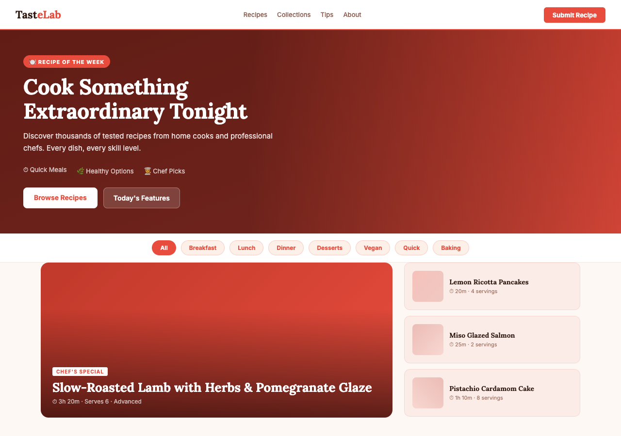 TasteLab — Free Food & Drink WordPress Theme Screenshot