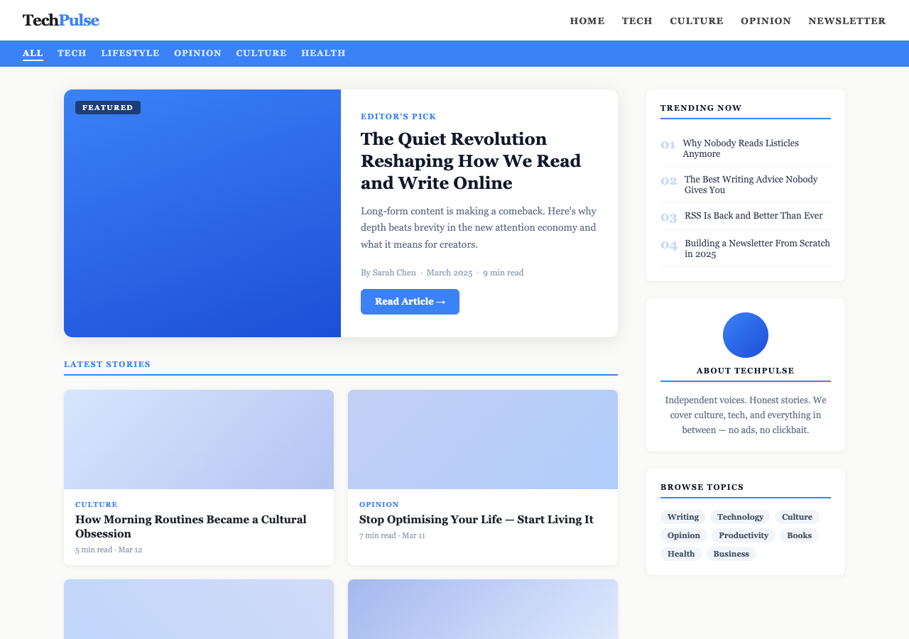 TechPulse — Free News WordPress Theme Screenshot