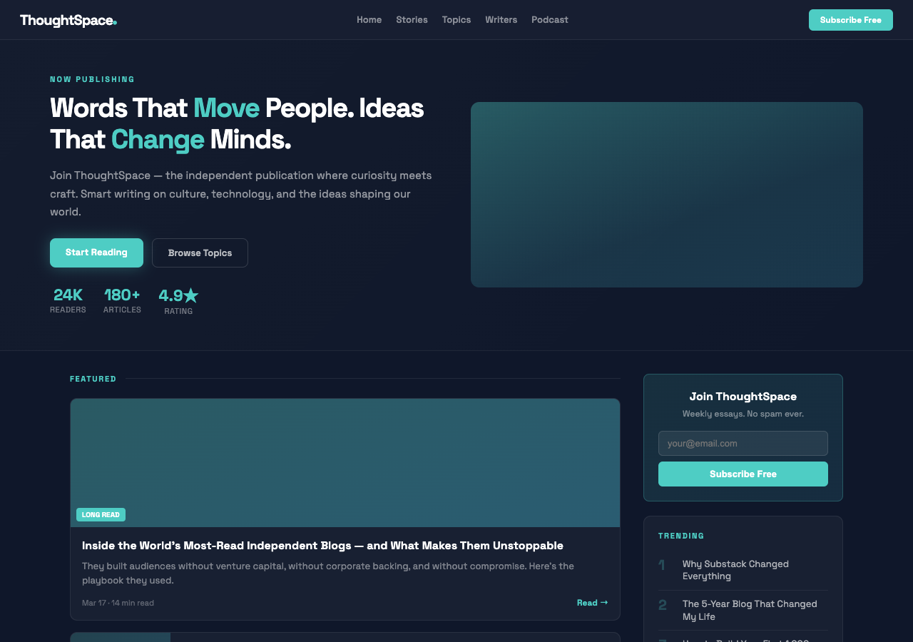 ThoughtSpace — Free Blog WordPress Theme Screenshot
