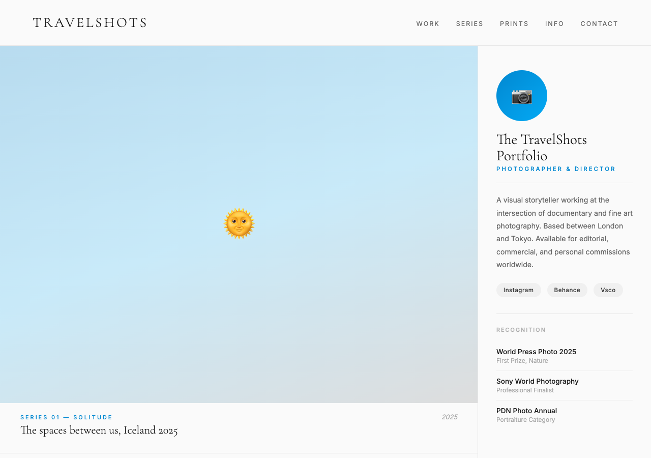 TravelShots — Free Photography WordPress Theme Screenshot