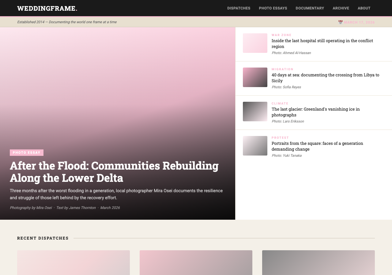 WeddingFrame — Free Photography WordPress Theme Screenshot